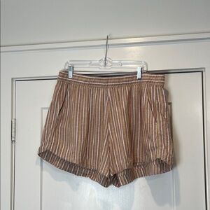 Patagonia Striped island hemp women’s baggies Brown orange, and green size XL.